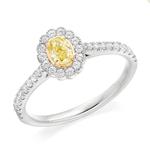 CERT Yellow Diamond Fancy Oval Platinum Ring