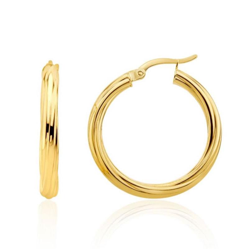 Twisted 9ct Yellow Gold Creole Hoop Earrings