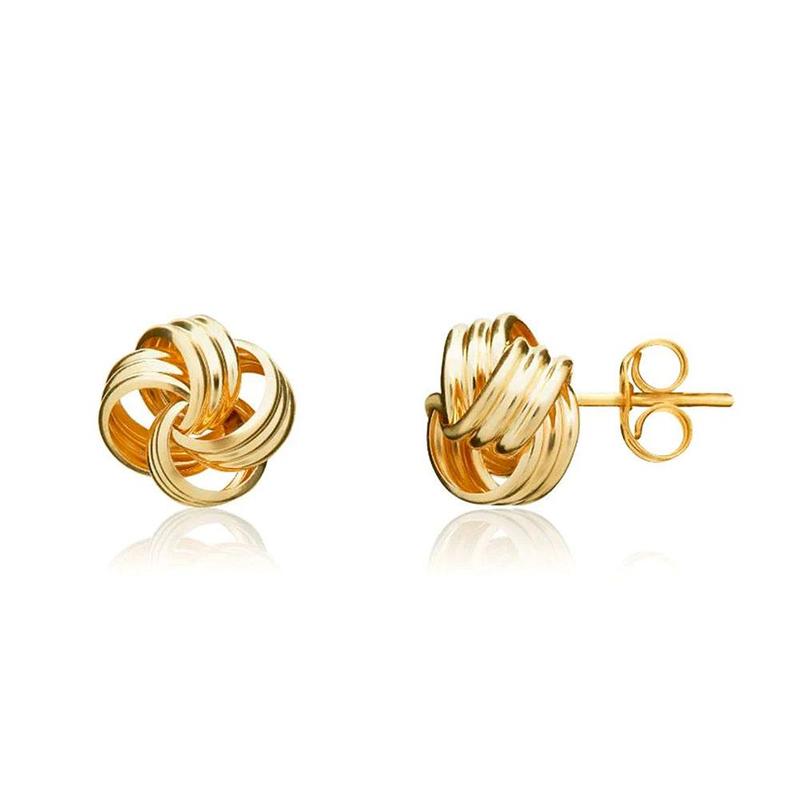 Ribbed Four Strand Knot 9ct Gold Stud Earrings