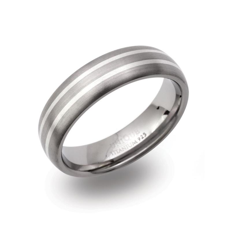 6mm Titanium Ring with Silver Inlay