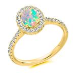 Oval Opal & Diamond Fancy Cluster 18ct Gold Ring