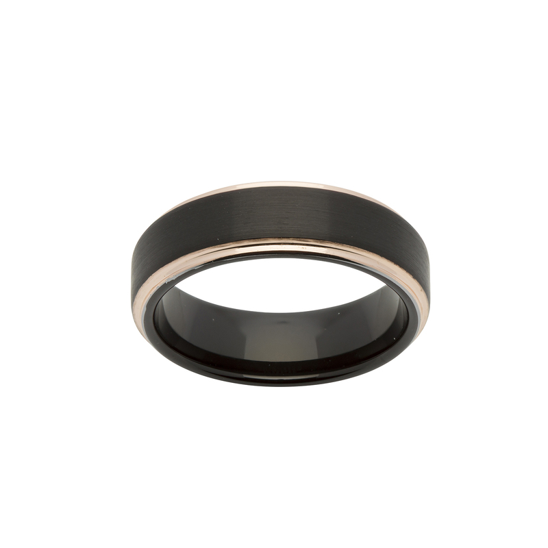 7mm Tungsten Carbide Rose Gold/Black Ring