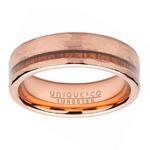 7mm Tungsten Rose Gold Plate Ring with Wood Inlay