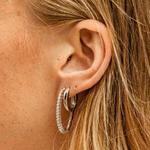 Large Oval Cubic Zirconia & Silver Hoop Earrings