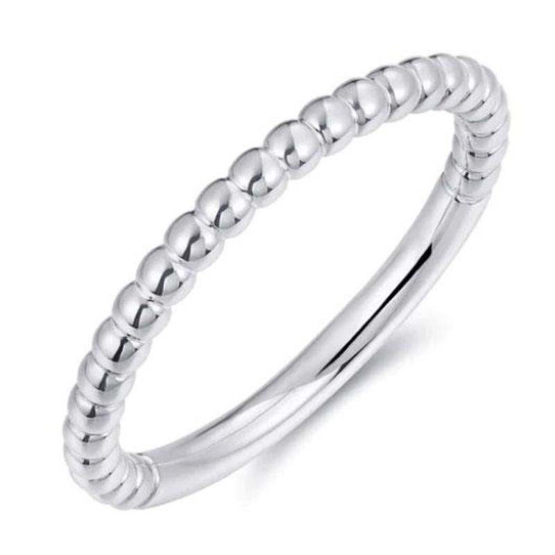 Beaded Silver Stacking Ring
