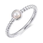 Solitaire Ring Silver & White Pearl