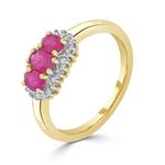 Triple Oval Ruby & Diamond Cluster 9ct Gold Ring