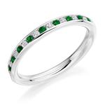Emerald& 0.20ctDiamond Half Eternity Platinum Ring
