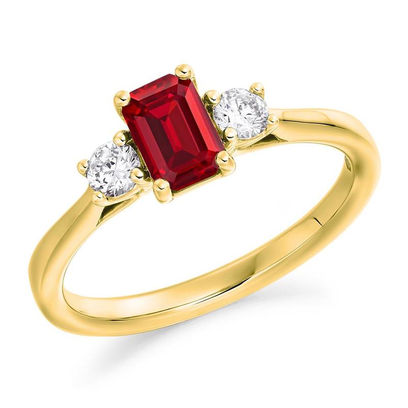 Ruby & Diamond Trilogy 18ct Gold Ring