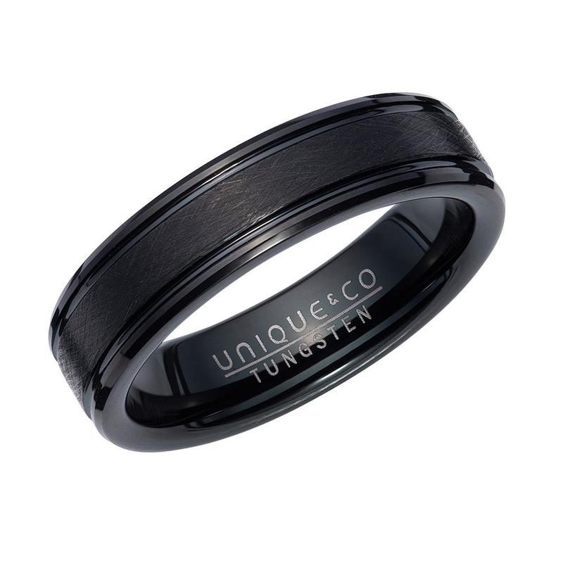 6mm Black Tungsten Brushed Finish Ring