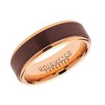 7mm Rose Gold & Brown IP Plated Tungsten Ring