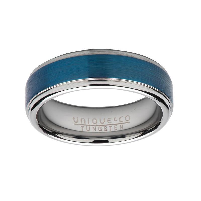 7mm Tungsten Ring with Blue Plating