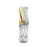 Double Strand Wave Gold Plate Silver Ring