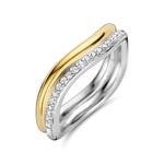 Double Strand Wave Gold Plate Silver Ring