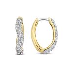 Wavy Oval Gold Plate & Cubic Zirconia Hoops