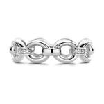 Round Link Silver & Cubic Zirconia Band Ring