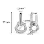 Heart Drop Link Silver & Cubic Zirconia Earrings
