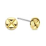 Puffy Design Gold Plate Silver Round Stud Earrings