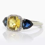 Yellow & Blue Sapphire & Diamond 18ct Gold Ring