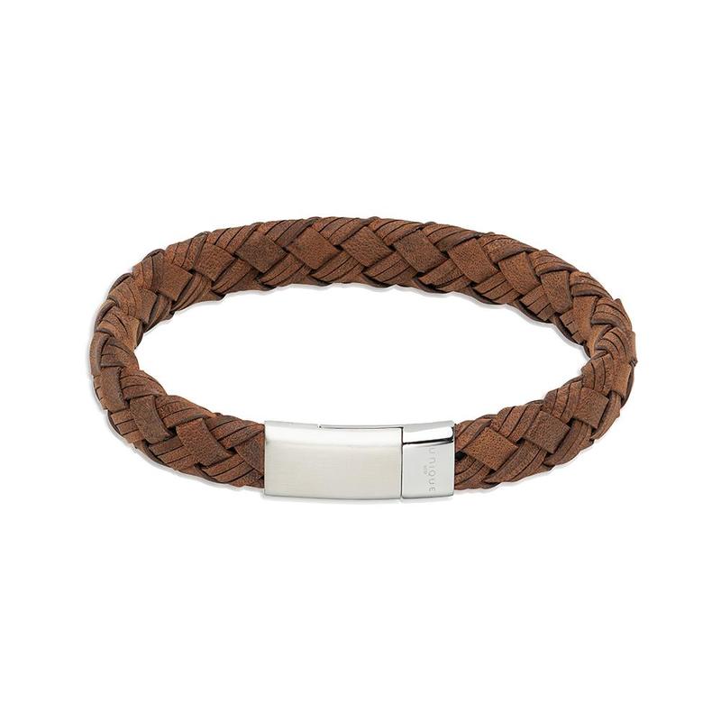 Dark Brown Leather Bracelet Steel Clasp 21cm