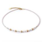Mini Cubes Necklace White & Gold Plate