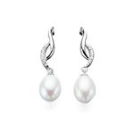 Freshwater Pearl & Cubic Zirconia Silver Drops
