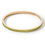 Bangle Gold Plate Steel & Green Crystals 170mm