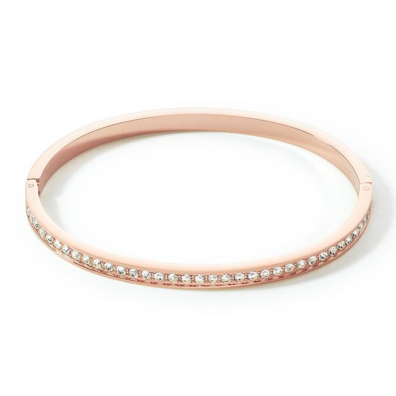 Bangle Rose Gold Plate Steel & Crystals 170mm