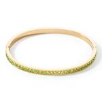 Bangle Gold Plated Steel & Green Crystals 190mm