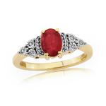 Oval Ruby & Diamond Cluster 9ct Gold Ring