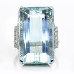 Platinum Aquamarine & Diamond Ring