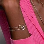 Cubic Zirconia Heart Silver Bracelet