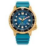 Eco-Drive Dive Gold Plated Watch with Teal Strap