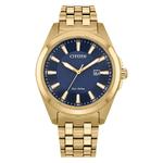 Eco-drive Blue Dial Watch with Gold-tone