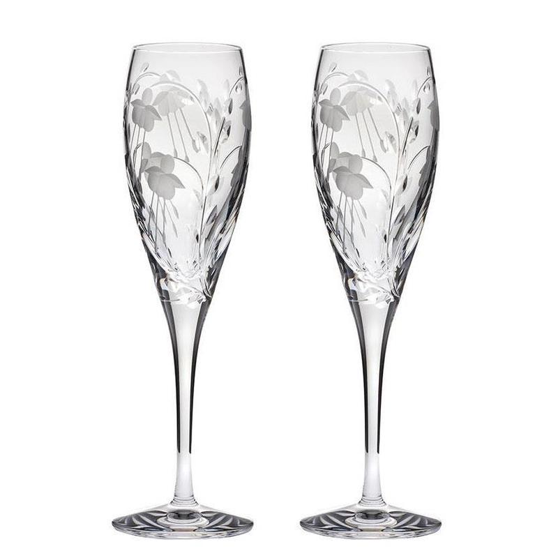 Set of Two Catherine Crystal Champagne Flutes