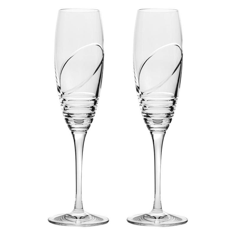 Set of Two Saturn Crystal Champagne Flutes