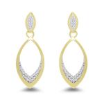 Diamond Set Open Marquise Shape 9ct Drop Earrings
