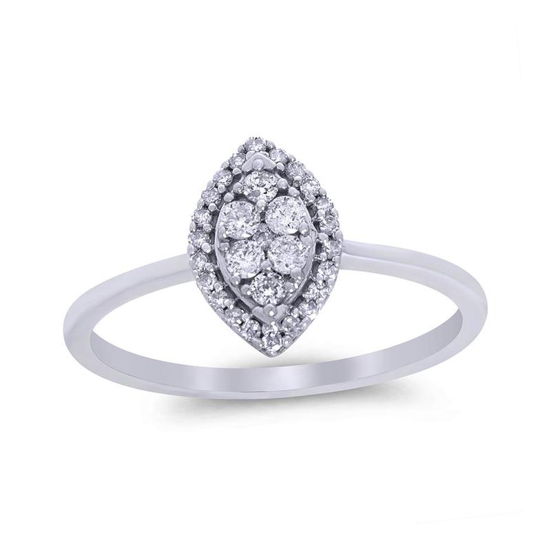 0.25ct Marquise Shape Diamond Cluster 9ct Ring