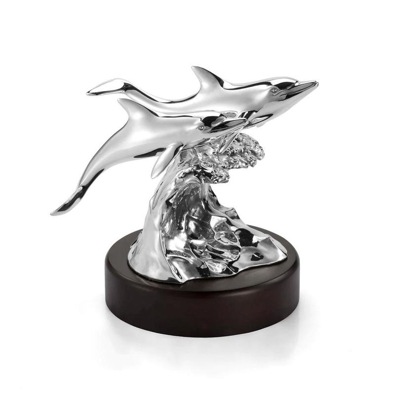 Dolphins Silver Coated Figurine