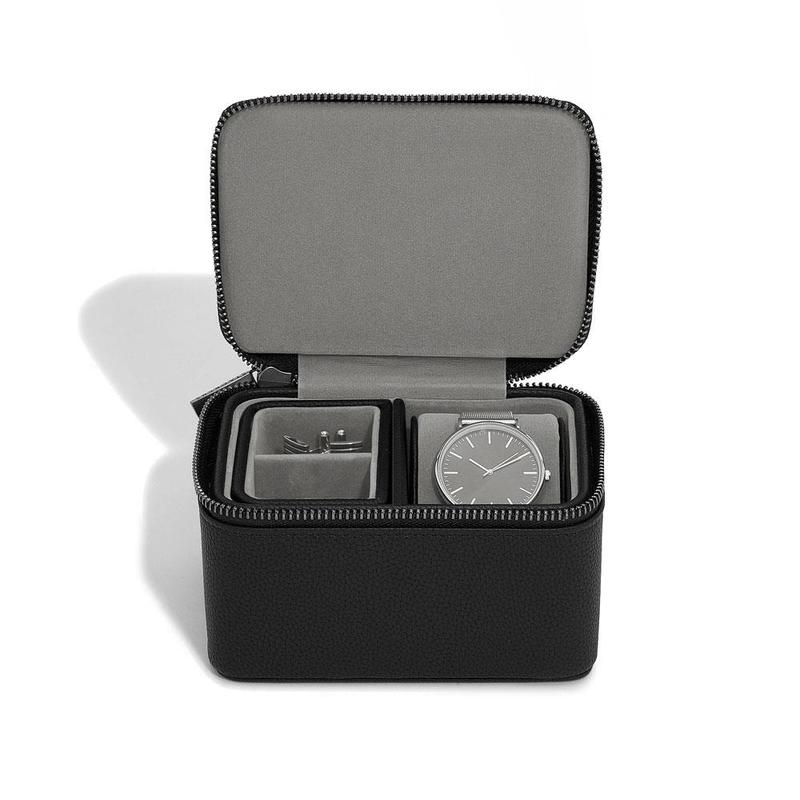 Black Zipped Watch & Cufflink Box
