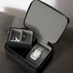 Black Zipped Watch & Cufflink Box