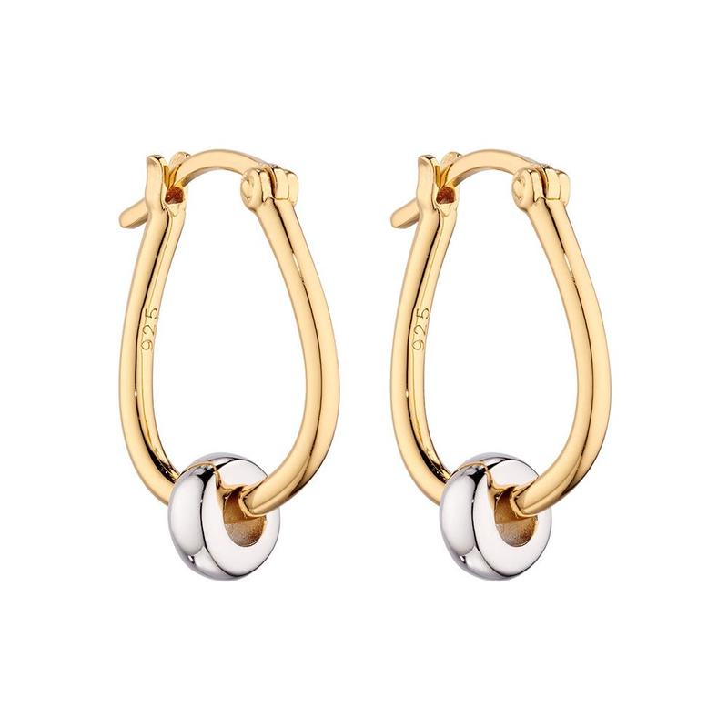 Gold Plated Silver Beaded Hoop Earrings