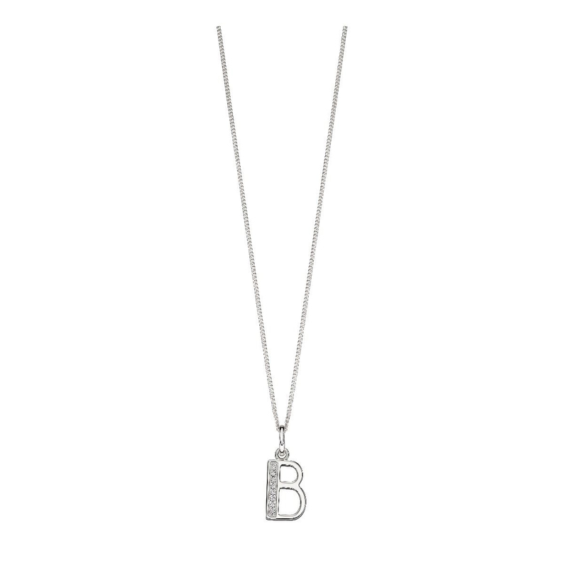 Initial 'B' Silver Pendant Necklace