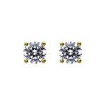 Cubic Zirconia Gold Plated Silver Studs 4mm