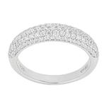 Pave Set Cubic Zirconia Domed Silver Ring