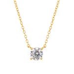 Cubic Zirconia Solitaire GoldPlate Silver Necklace