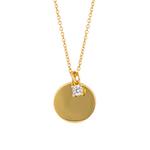 Engravable Tag Necklace With Solitaire Gold Plate
