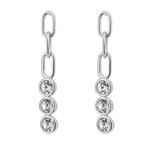 Drop Chain Silver Earrings With Clear Crystal