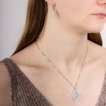 Navette Silver Spinner Pendant With Cubic Zirconia