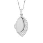 Navette Locket With Cubic Zirconia in Silver